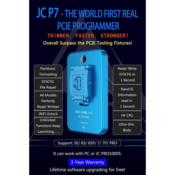 JC-PCIE-P7 NAND Programmer for iPhone 6S, 6S Plus (6S+), 5SE, iPhone 7, 7 Plus (7+), iPad Pro 12.9, iPad Pro  9.7, iPad Pro 10.5