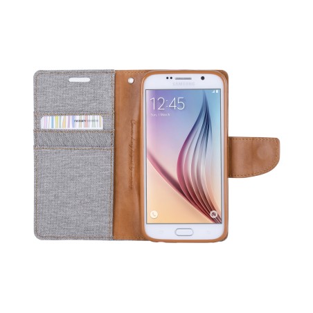 Goospery Canvas Diary Wallet Flip Cover Case by Mercury for Samsung Galaxy Note 4 (N9106)